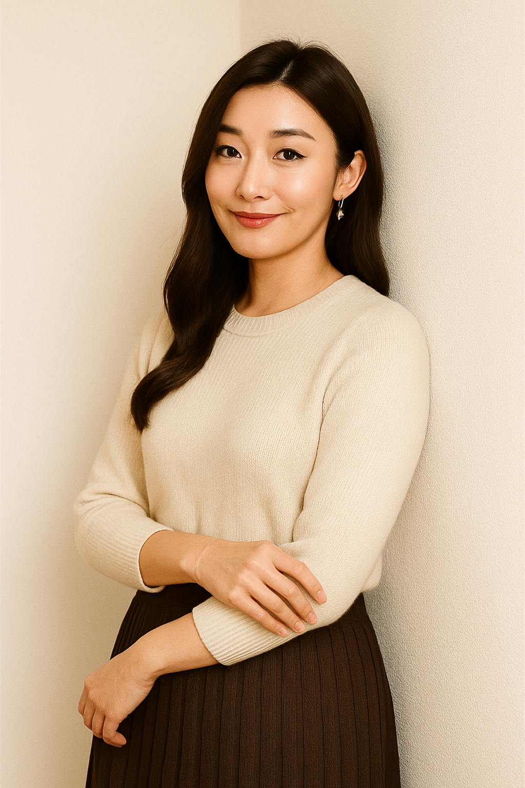 壁に寄りかかっている女性