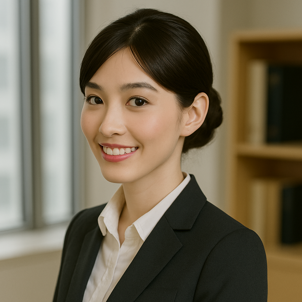低めのまとめ髪の女性