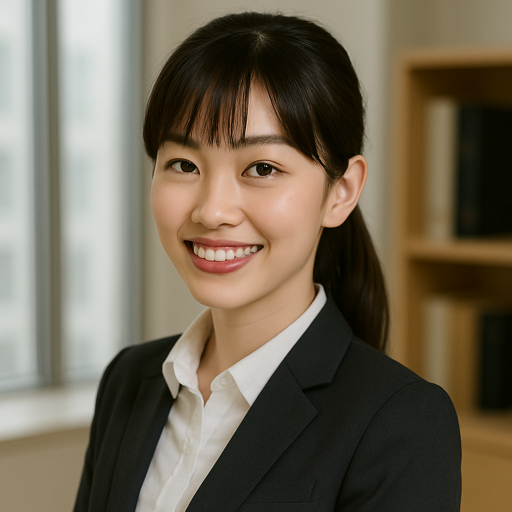 前髪ありのポニーテールの女性
